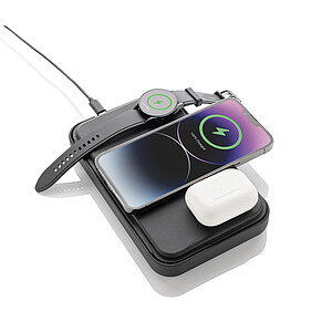 Swiss Peak RCS recycled travel case with 3 in 1 charger, black