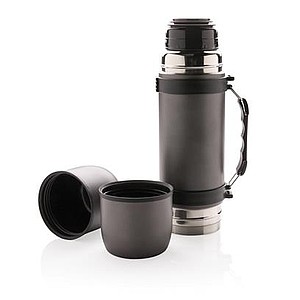 Swiss Peak vacuum flask with 2 cups, grey