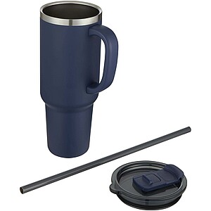 Sydney 1200 ml double wall RCS certified copper vacuum insulated tumbler with straw, navy
