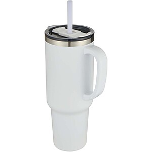 Sydney 1200 ml double wall RCS certified copper vacuum insulated tumbler with straw, white