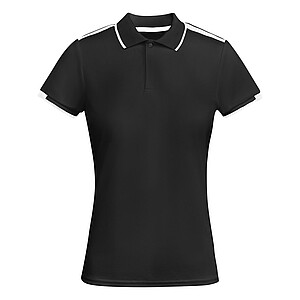 Tamil short sleeve womens sports polo, black, size S