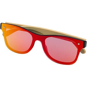 Tan sunglasses with bamboo temples, yellow