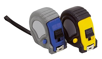 Tape measure "Employee", rubber-coated, automatic with stopper, 5m,colour black, yellow