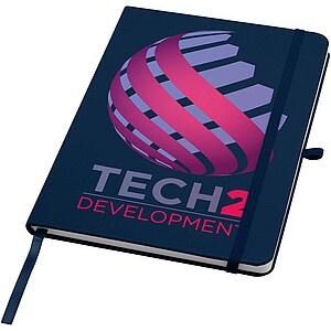 Teak A5 recycled hard cover notebook with lined pages, navy