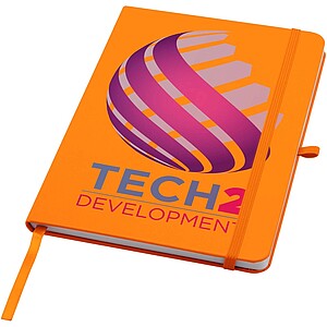 Teak A5 recycled hard cover notebook with lined pages, orange