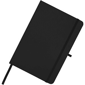 Teak A5 recycled hard cover notebook with lined pages, solid black