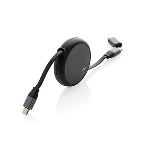 Terra RCS recycled aluminium retractable 240W 2-in-1 cable, black