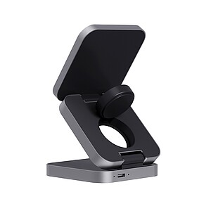 Terra RCS recycled aluminum foldable 3 in 1 15W charger, grey