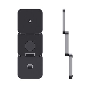 Terra RCS recycled aluminum foldable 3 in 1 15W charger, grey