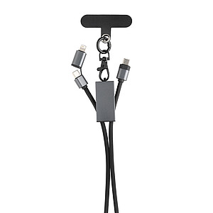 Terra RCS recycled PET phone cord with 60W dual charge cable, grey, black