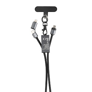 Terra RCS recycled PET phone cord with 60W dual charge cable, grey, black
