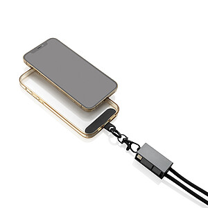 Terra RCS recycled PET phone cord with 60W dual charge cable, grey, black