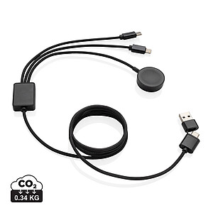 Terra RCS rPET 6-in-1 charging cable with watch charger, grey