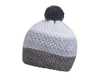 Three rows winter hat, grey+l.grey+white