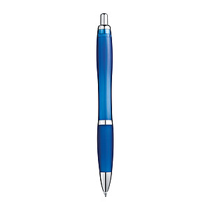 Transparent Ball pen with rubber grip., turquoise