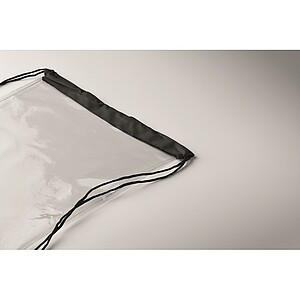 Transparent drawstring bag, black