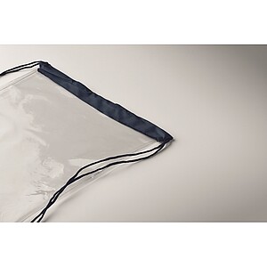 Transparent drawstring bag, french navy