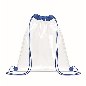 Transparent drawstring bag, royal blue