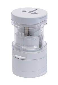 Travel adaptor "Global" with 3 plugs,colour white