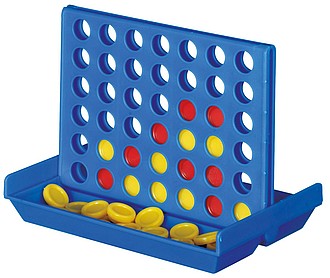 Travel game "4 in a line",colour blue, red, yellow