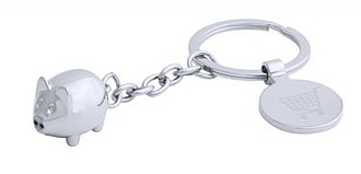 trolley coin keyring, pig