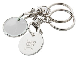 Trolley coin keyring, white