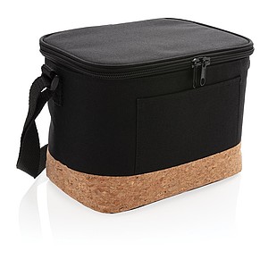 Two tone cooler bag with cork detail,black