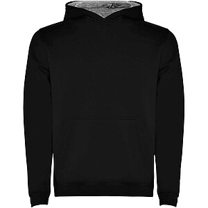 Urban kids hoodie, black with grey details, 3/4 years