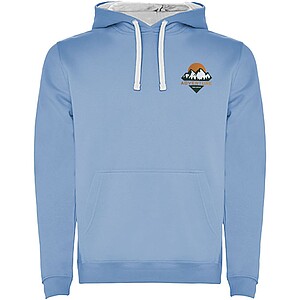 Urban mens hoodie, light blue with white details, XS