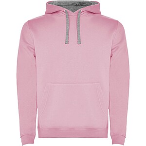 Urban mens hoodie, pink with grey details, XS