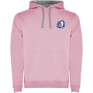Urban mens hoodie, pink with grey details, XS