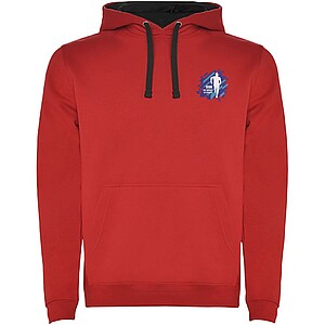 Urban mens hoodie, red with black details, XS