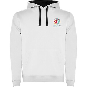 Urban mens hoodie, white with black details, XS
