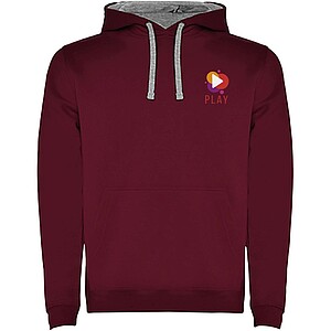 Urban mens hoodie, wine with grey details, XS