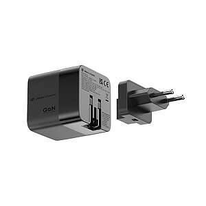 Urban Vitamin Mendocino 65W GaN charger retractable cable, black