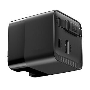 Urban Vitamin Mendocino 65W GaN charger retractable cable, black