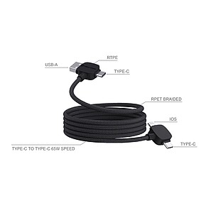 Urban Vitamin Stockton 65W RCS RTPE/RPET magnetic cable, black