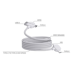 Urban Vitamin Stockton 65W RCS RTPE/RPET magnetic cable, white
