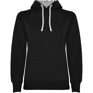 Urban womens hoodie, black with grey details, S