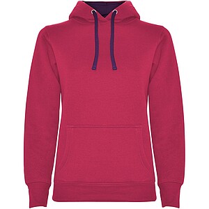 Urban womens hoodie, dark pink with purple details, S