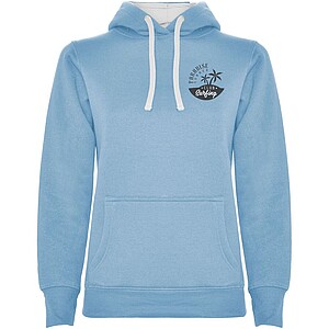 Urban womens hoodie, light blue with white details, S