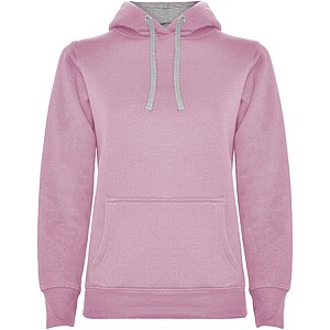 Urban womens hoodie, pink with grey details, S