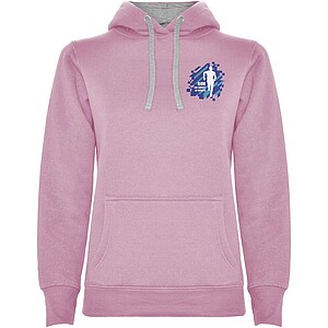 Urban womens hoodie, pink with grey details, S