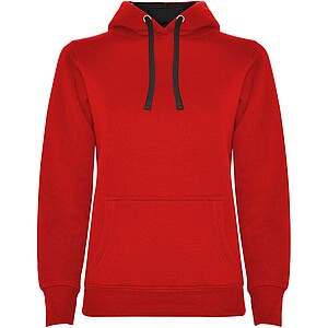 Urban womens hoodie, red with black details, S