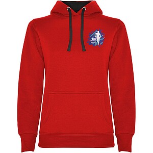 Urban womens hoodie, red with black details, S