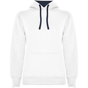Urban womens hoodie, white with blue details, S
