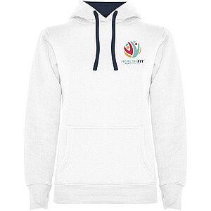 Urban womens hoodie, white with blue details, S