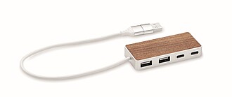 USB hub 4 ports 27,5 cm, wood