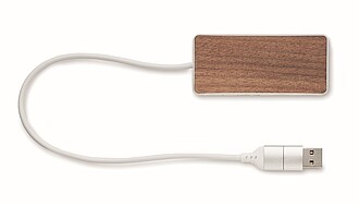 USB hub 4 ports 27,5 cm, wood