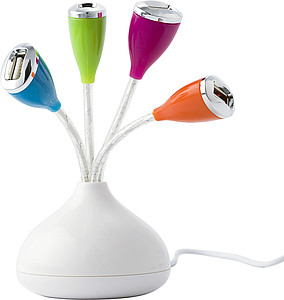 USB hub with four colourful ports 2.0